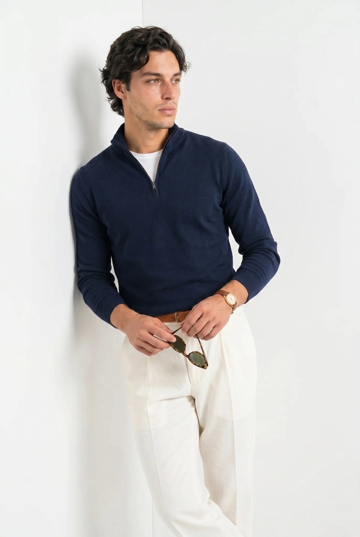 August | Men's Sweater Quarter-Zip Midweight Elegant Soft Knit Warm Refined Smart Casual Everyday Layering Autumn Winter Knitwear