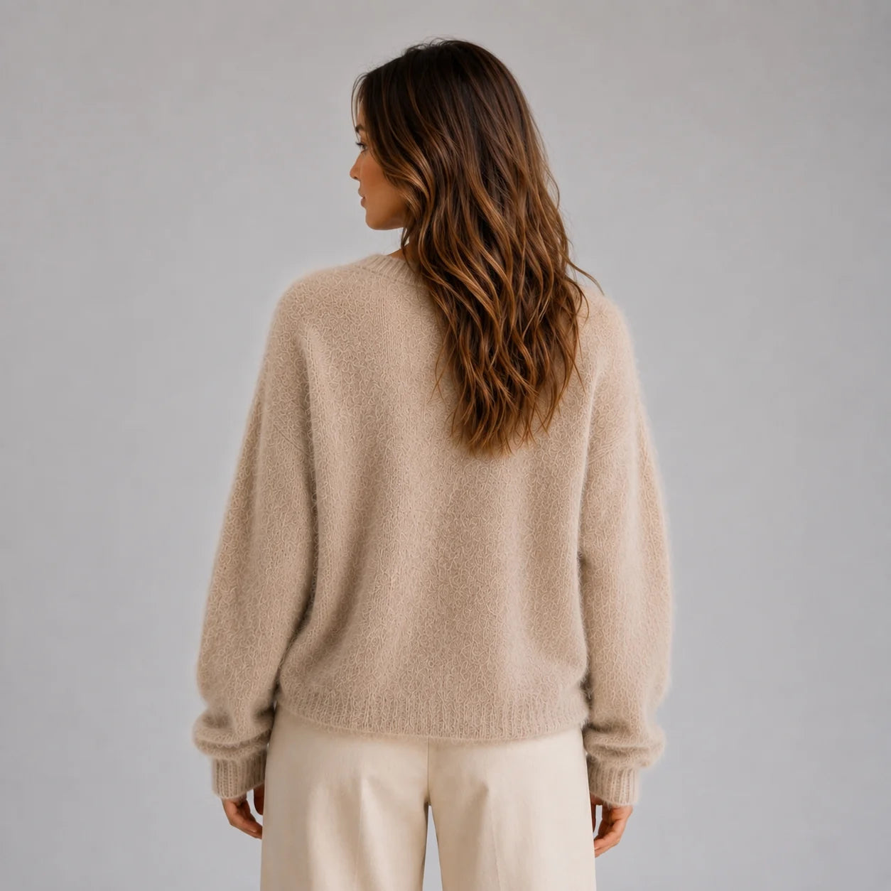 Taylor | Women's Cardigan Fluffy Knit Button-Front V-Neck Soft Cosy Warm Relaxed Layering Chic Feminine Casual Everyday Autumn