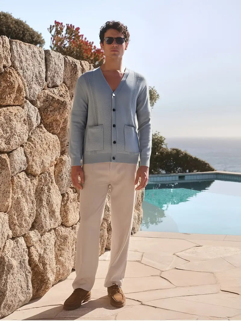 Men's V-Neck Cardigan with Pockets