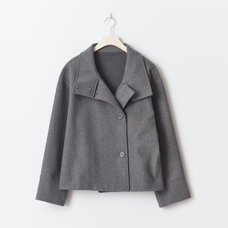 Kelsey | Women's Peacoat Cropped Double-Breasted Wool-Blend Stand Collar Structured Warm Tailored Smart Occasion Everyday Autumn