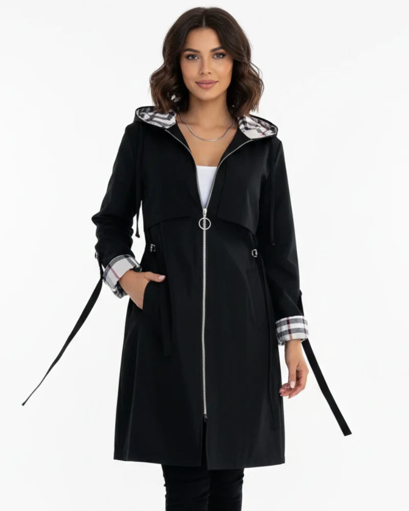Saylor | Women's Coat Waterproof Hooded Windproof Zip Longline Warm Functional Casual Everyday Outdoor Autumn Winter Outerwear