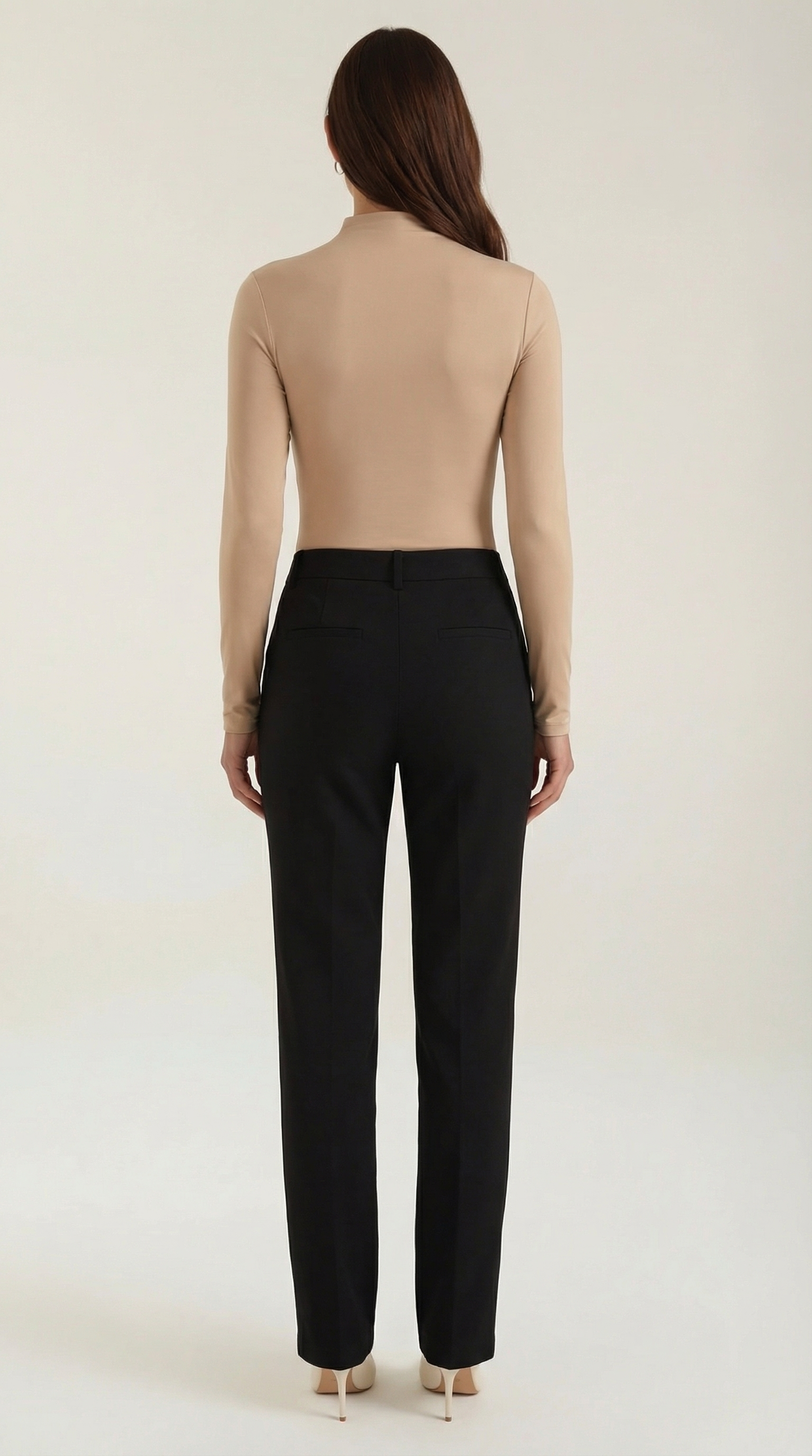 Women's Long Sleeve Top with Slim Mock Neck and Side Drape Detail