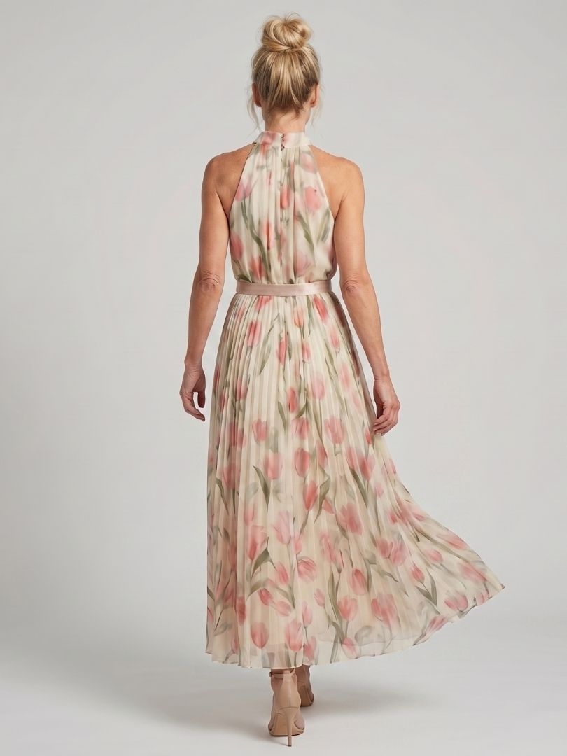 Women's Halter Neck Floral Print Midi Dress