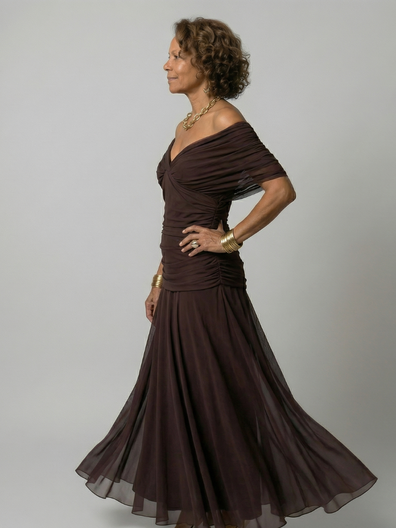 Women's Off Shoulder Flowing Midi Dress