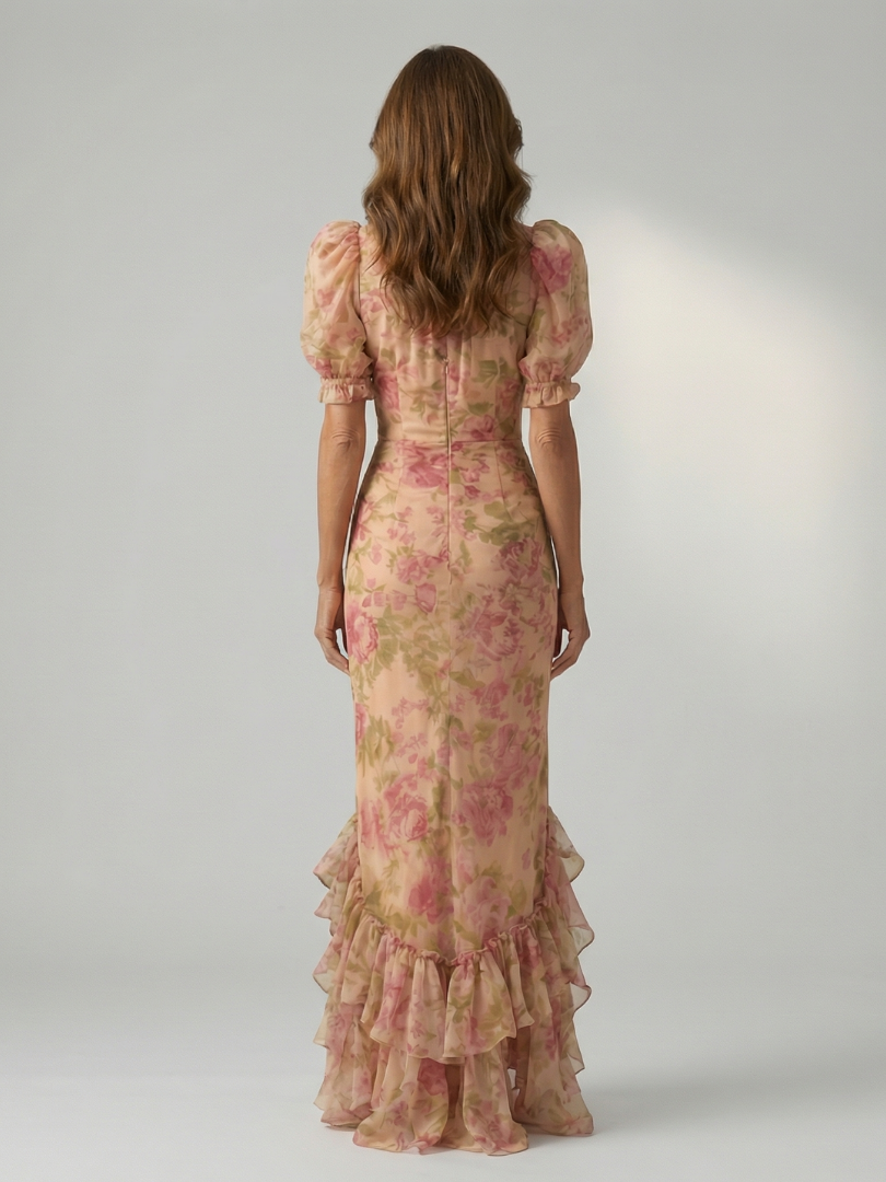 Women's High Neck Floral Maxi Dress