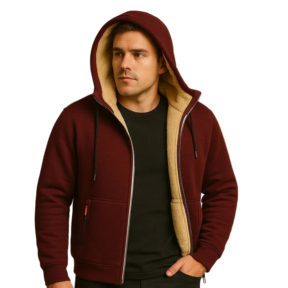 Men’s Zip Hoodie with Hood and Front Pockets