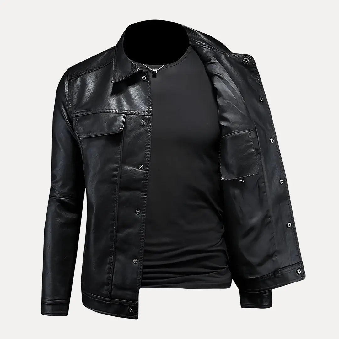 Men’s Button-Front Jacket with Chest Pockets and Collar