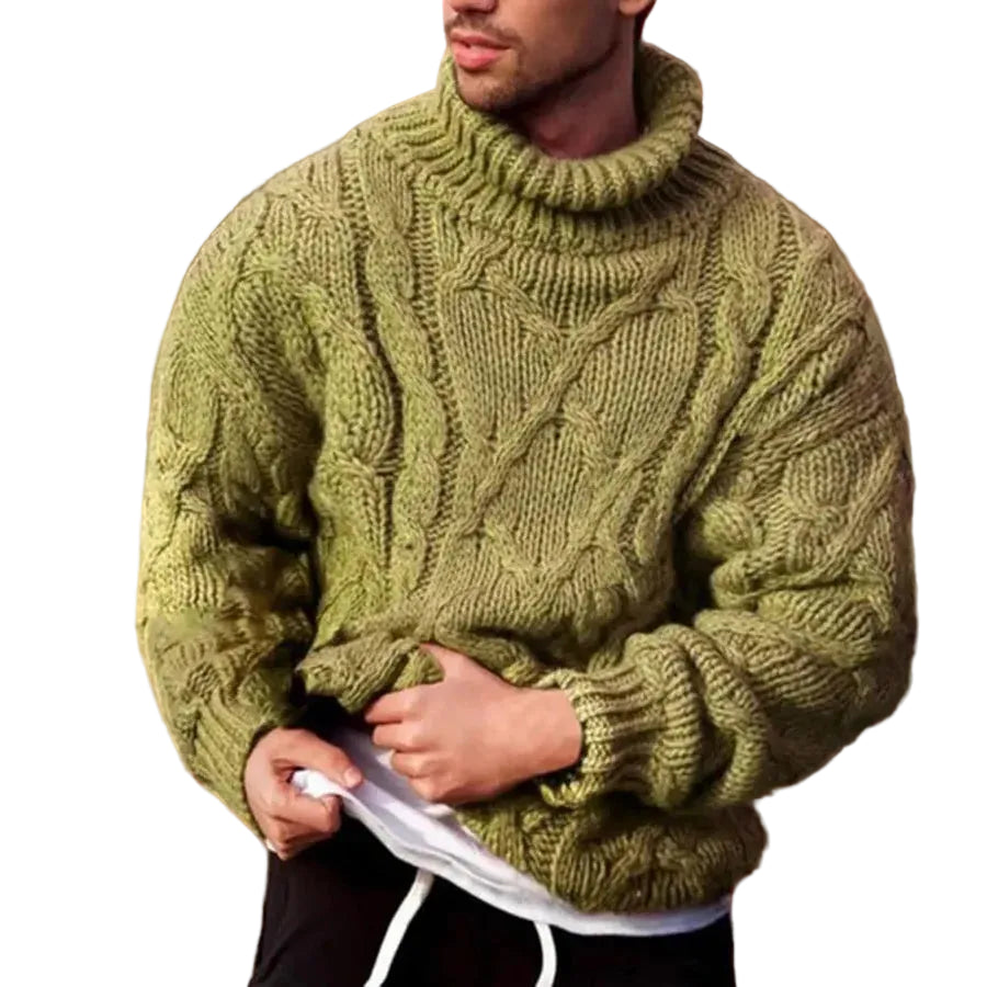 Men’s Chunky Cable Knit Turtleneck Sweater