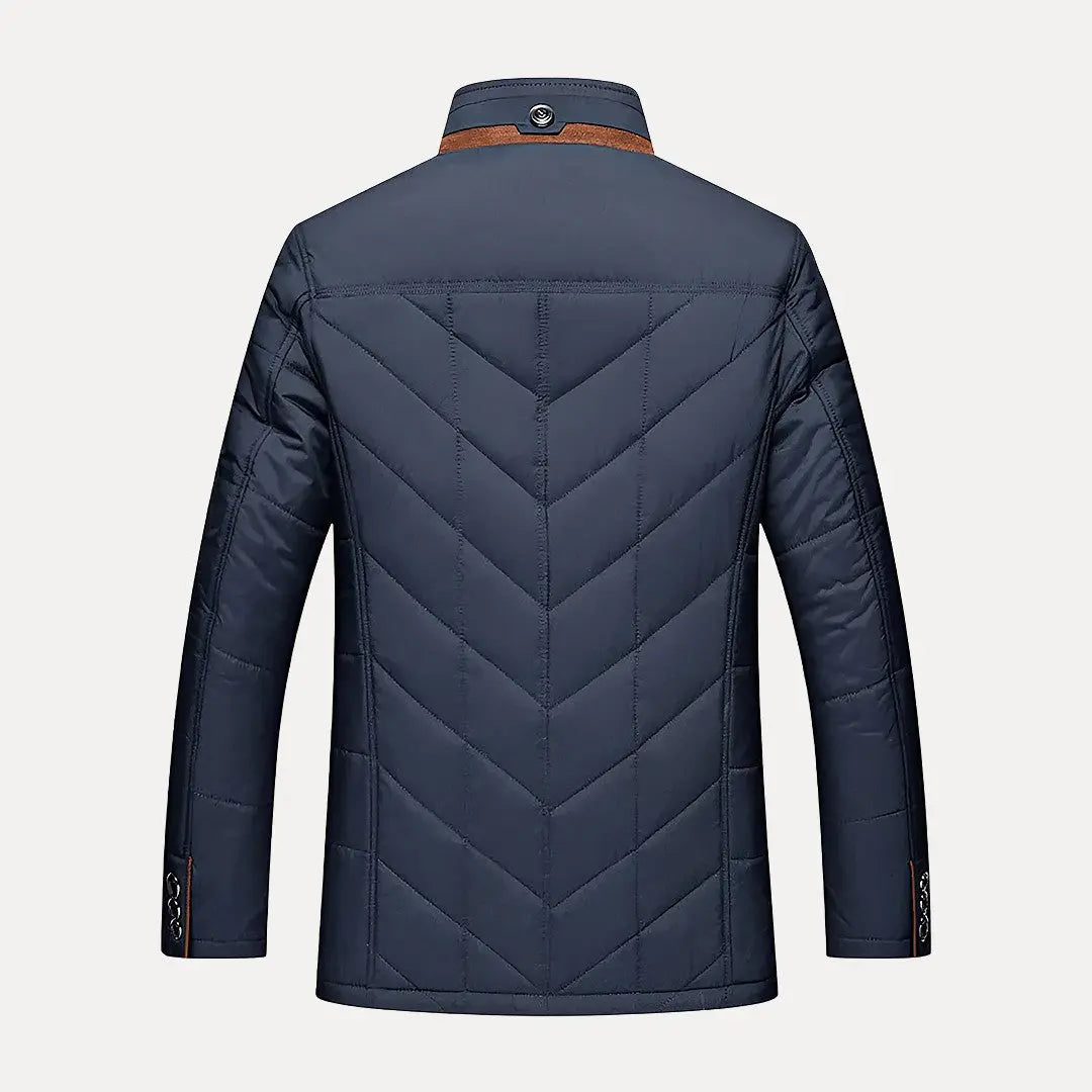 Men’s Classic Quilted Padded Jacket with Stand Collar