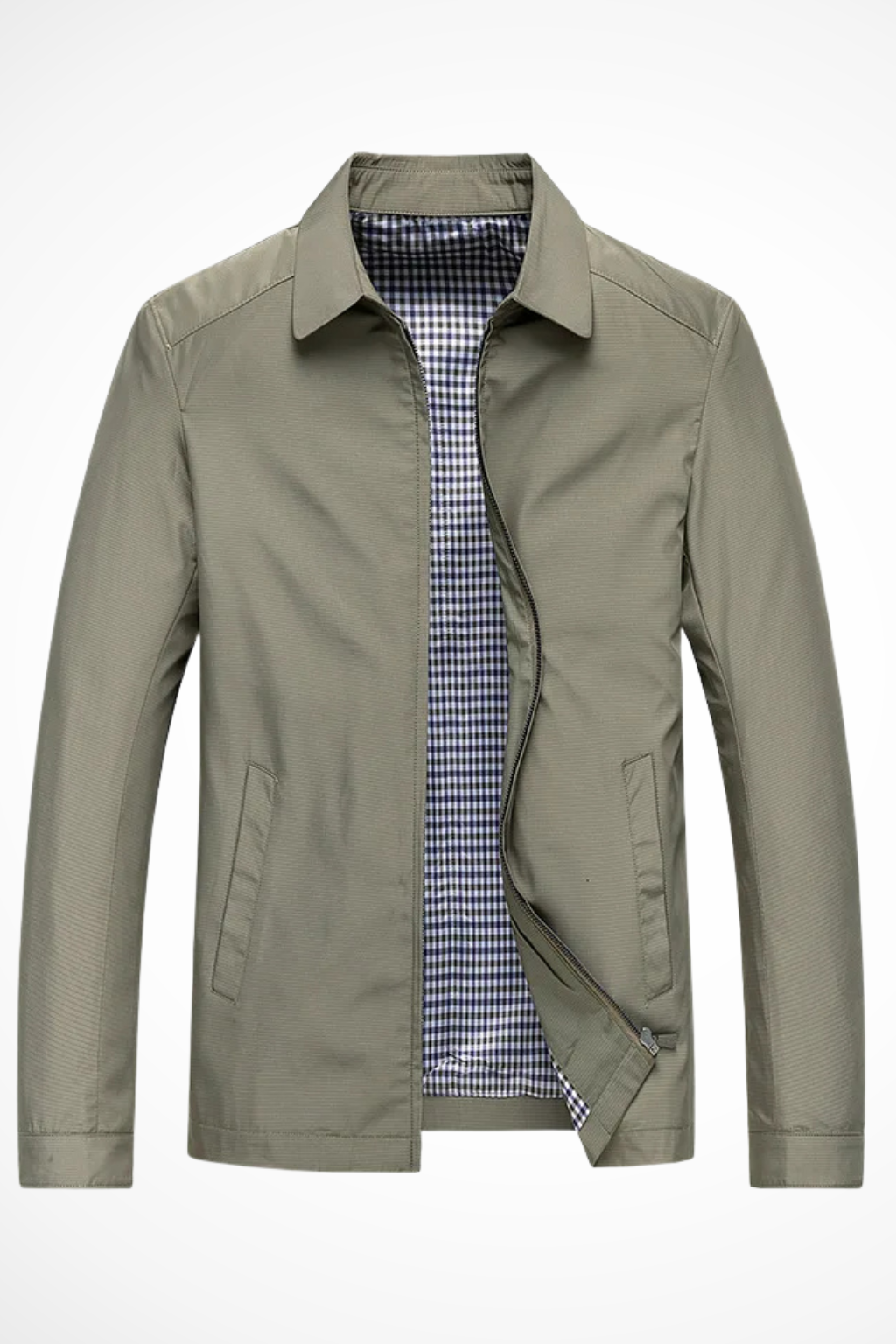 Men's Collared Harrington Summer Jacket with Check Lining
