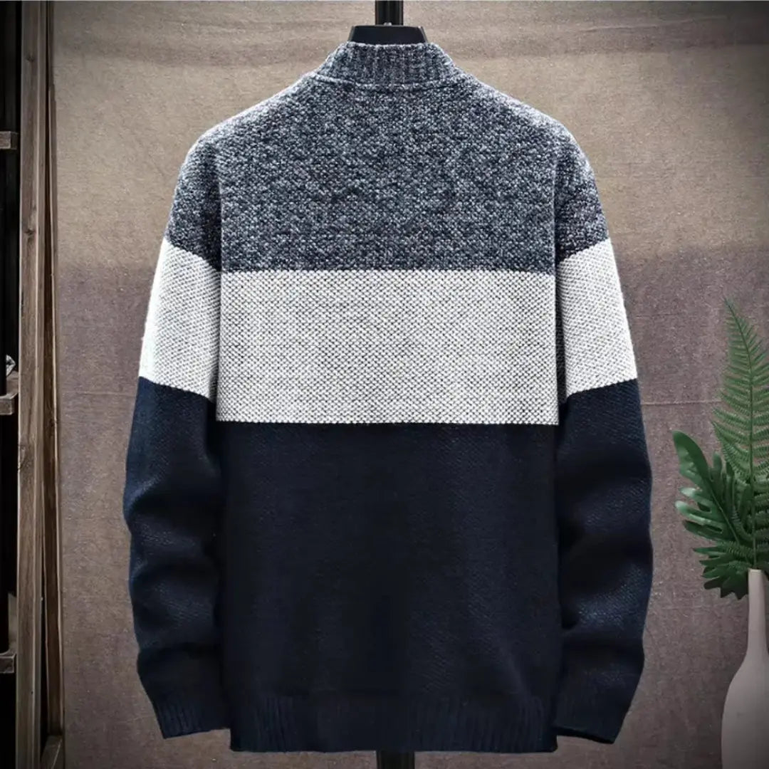 Men’s Color Block Knit Zip Cardigan