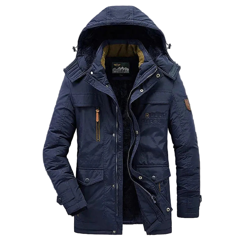 Men’s Hooded Winter Jacket with Padded Lining and Front Pockets