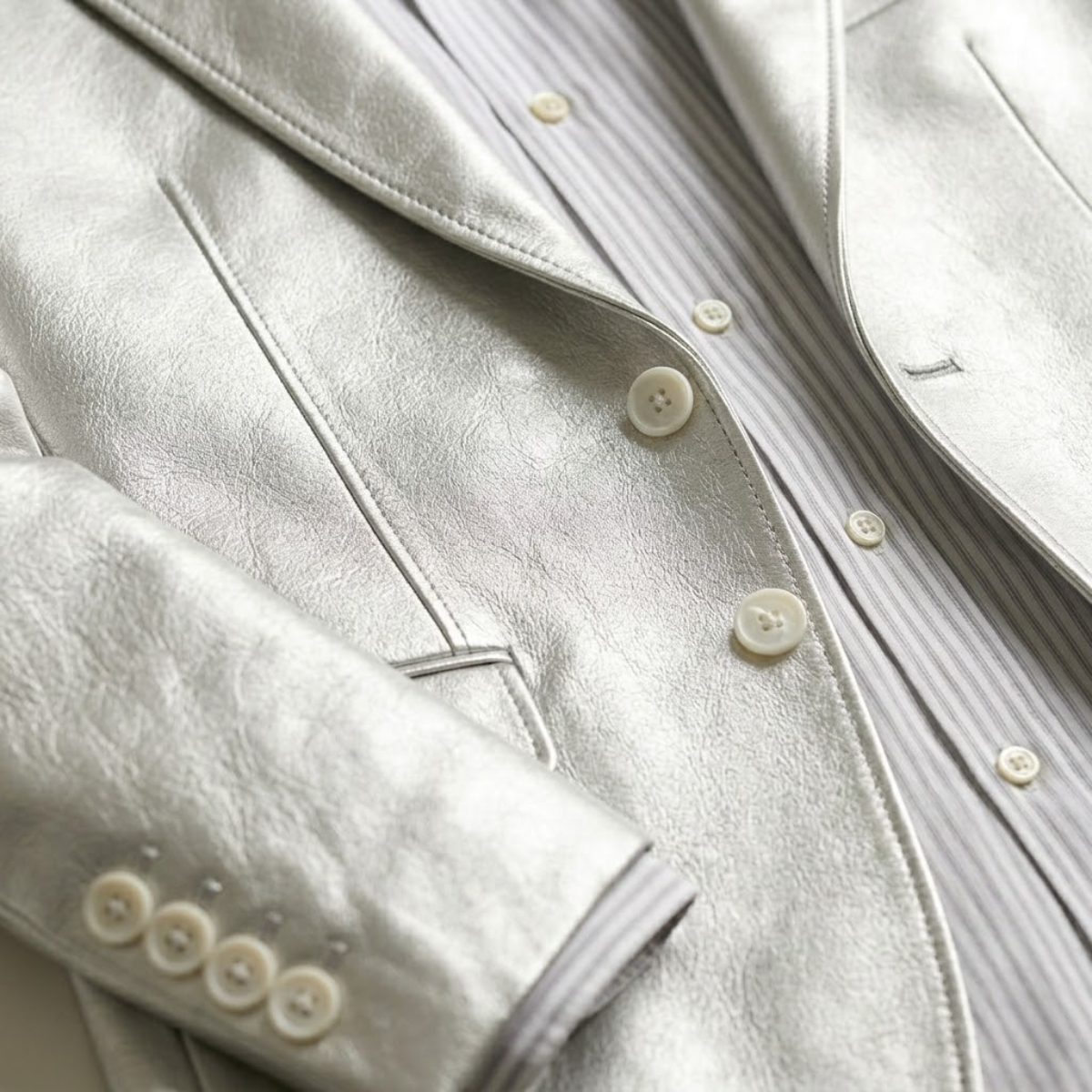 Men's Silver Metallic Blazer Luxury Party Dinner Jacket Wedding Guest