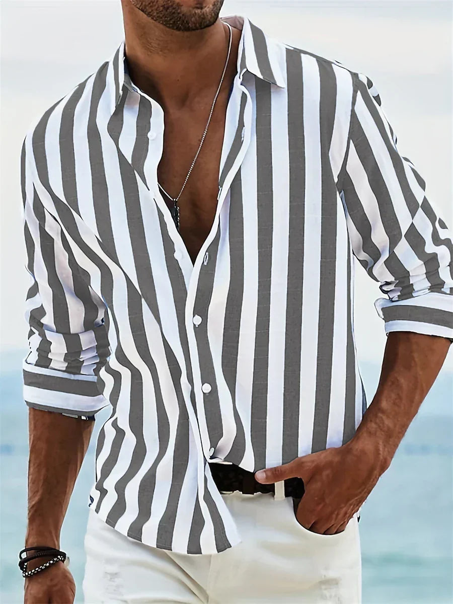 Men’s Vertical Striped Button Shirt