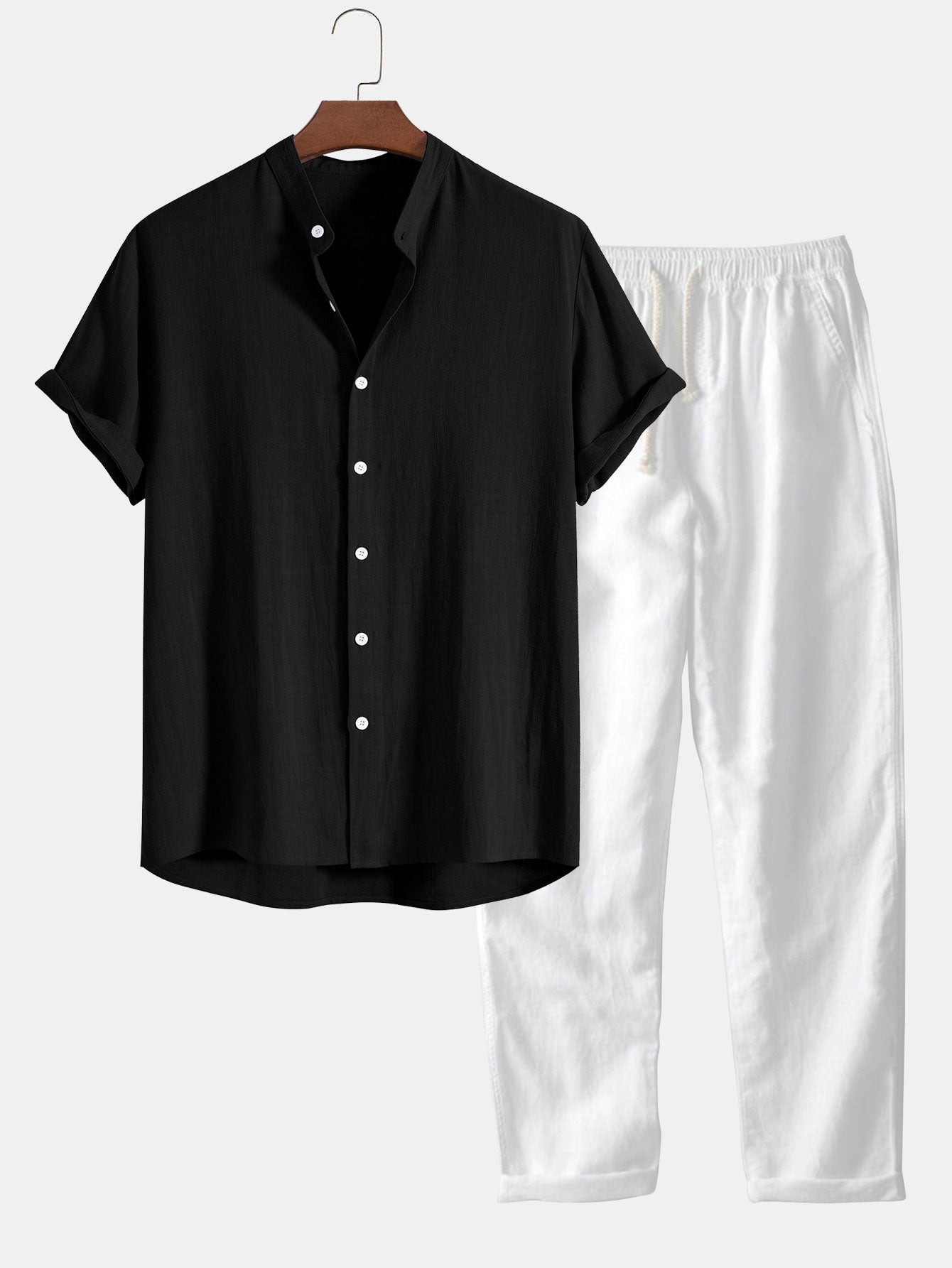 Men's Zip Collar Polo and Trousers Set