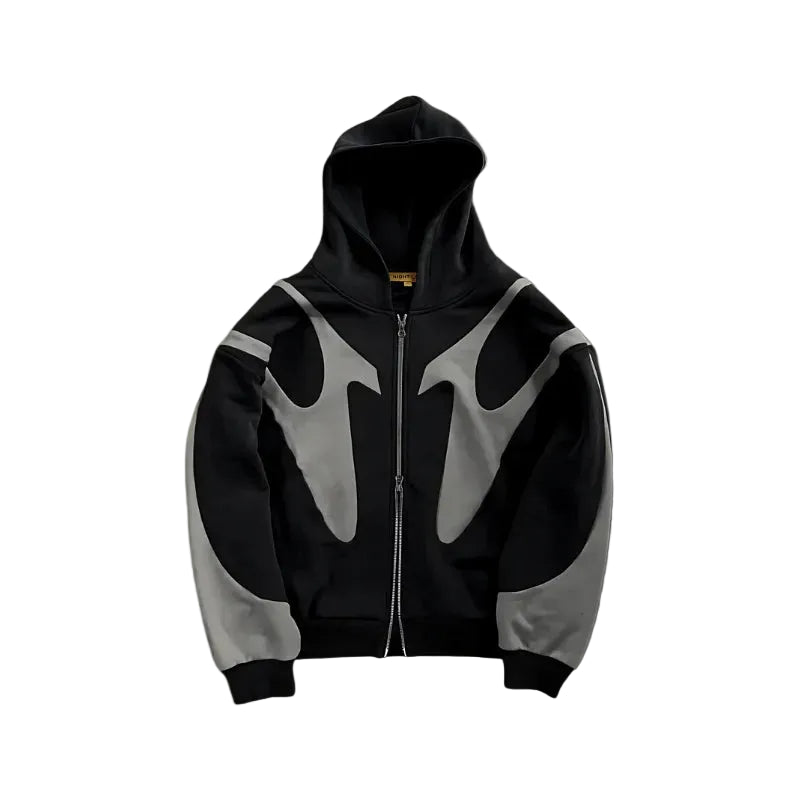 Men’s Zip Hoodie with Contrast Panels and Hood Zip Hoodie