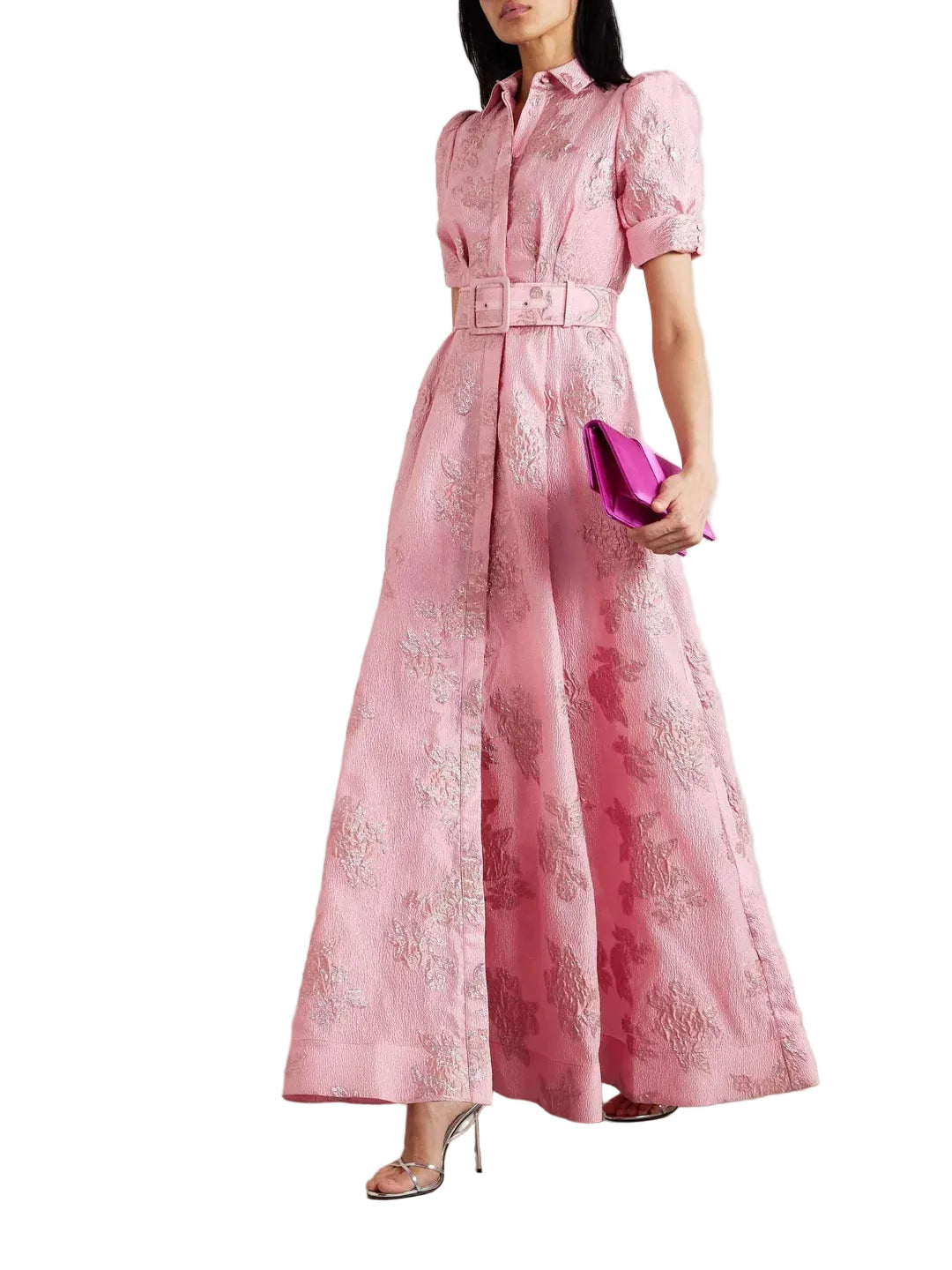 Women’s Belted Short Sleeve Maxi Dress