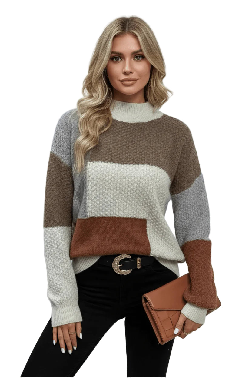Women’s Color-Block Textured Knit Sweater