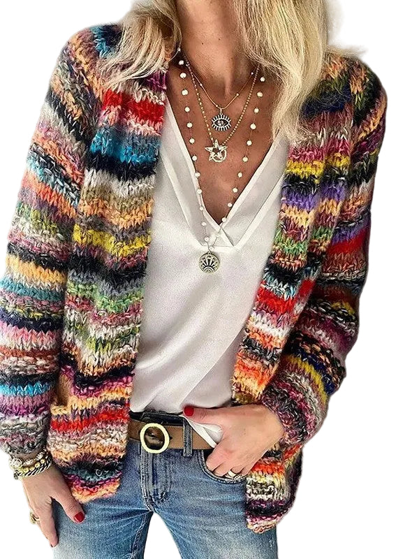 Women’s Colorful Knit Open-Front Cardigan