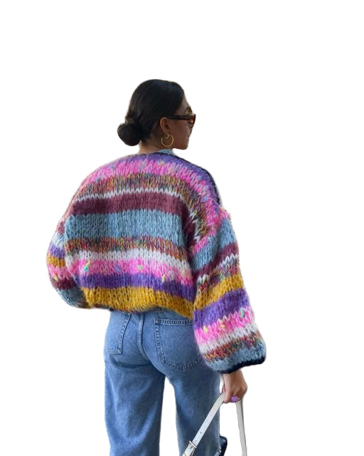 Women’s Colorful Textured Knit Cardigan