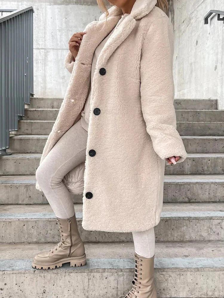 Women’s Cozy Teddy Button Front Coat