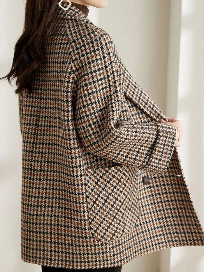 Women’s Double-Breasted Houndstooth Blazer Coat