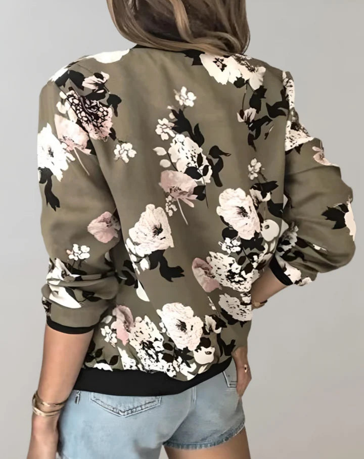 Women’s Floral Zip Bomber Jacket