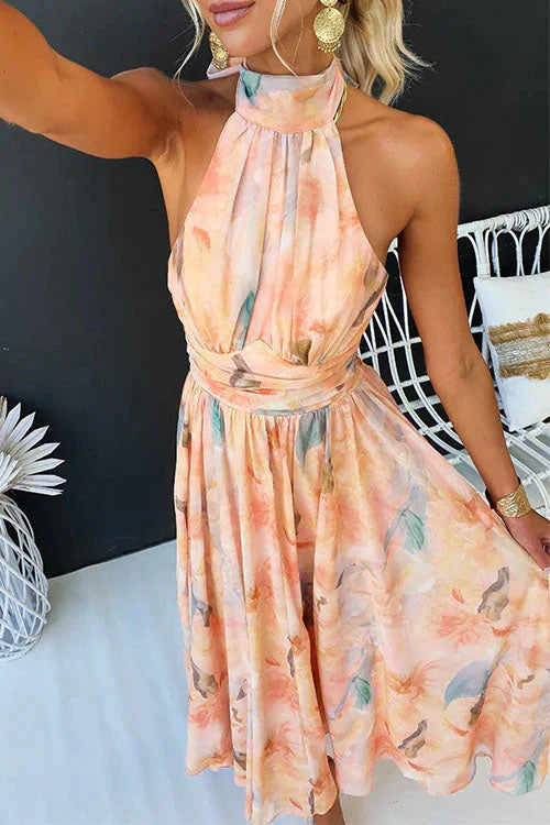 Women’s Halter Neck Printed Maxi Dress
