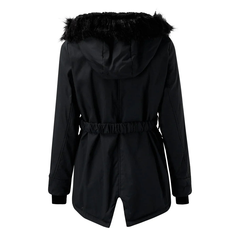 Women’s Insulated Parka Jacket with Faux Fur Hood