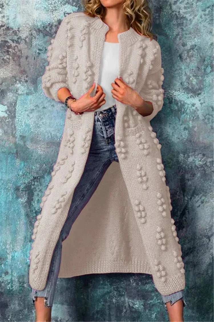 Women’s Long Knitted Bobble Cardigan