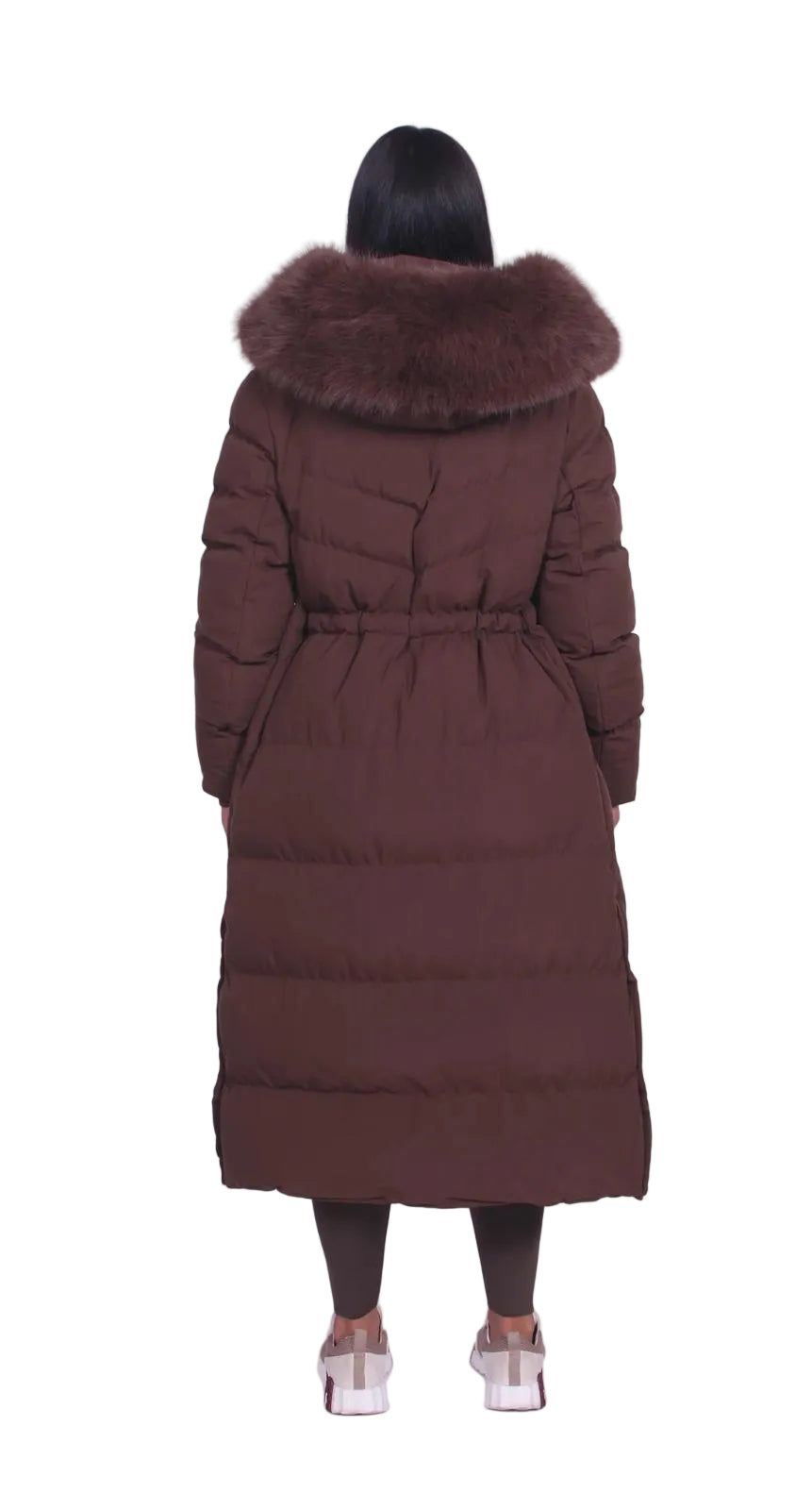 Women’s Long Puffer Coat with Faux Fur Hood