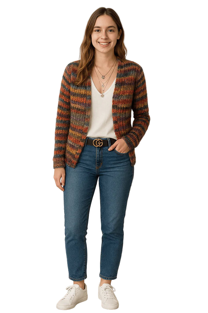 Women’s Multi-Color Open-Front Knit Cardigan