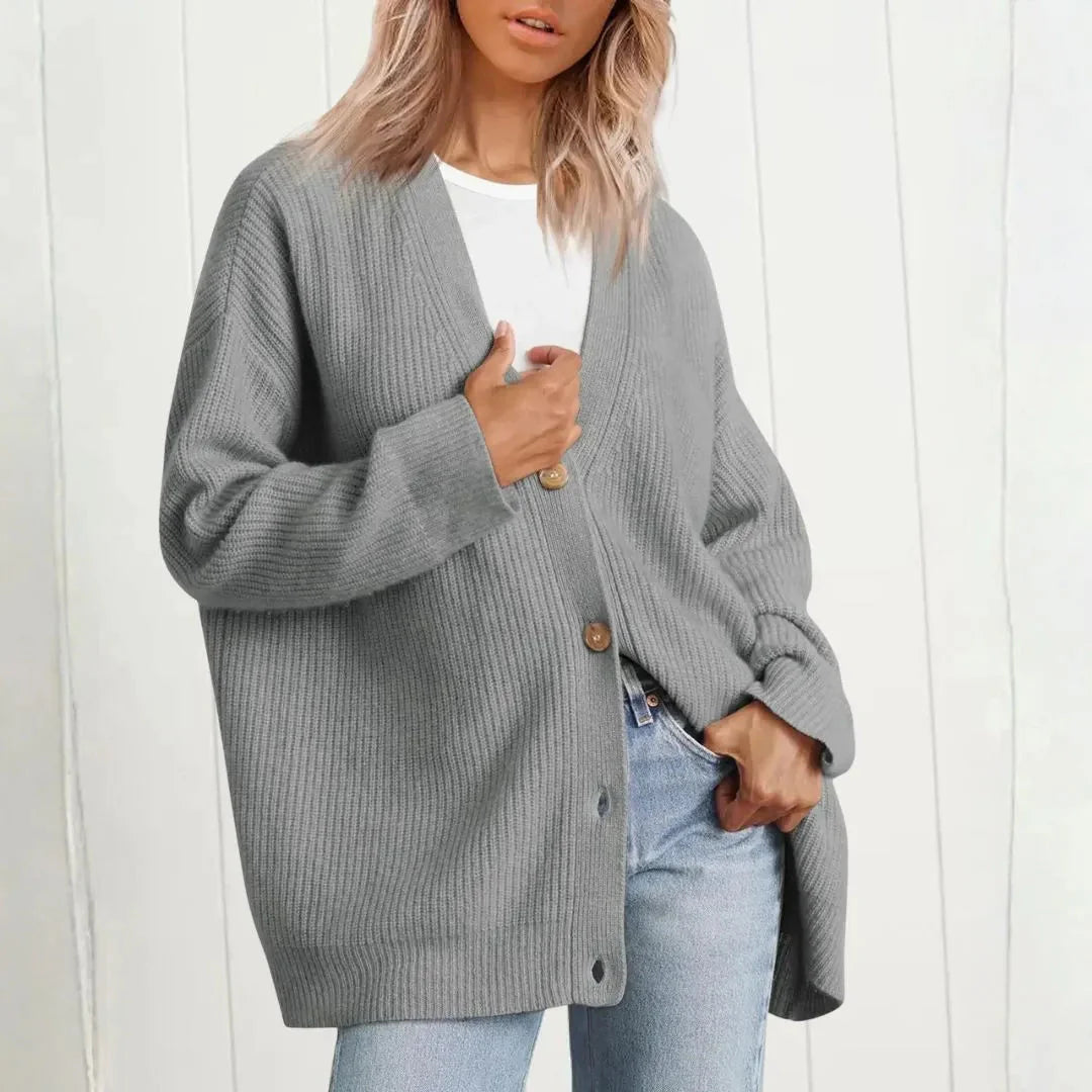 Women’s Oversized Knit Cardigan with Button Closure