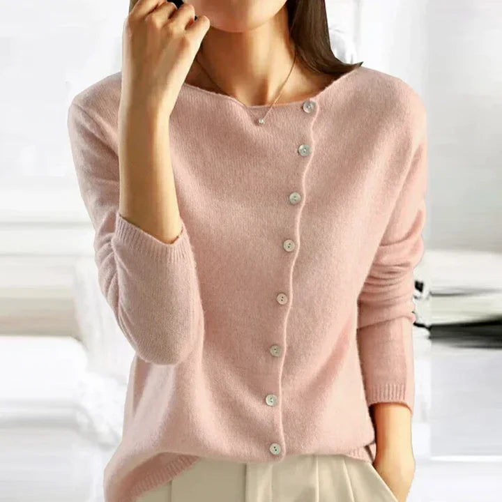 Women’s Soft Asymmetric Button Knit Cardigan