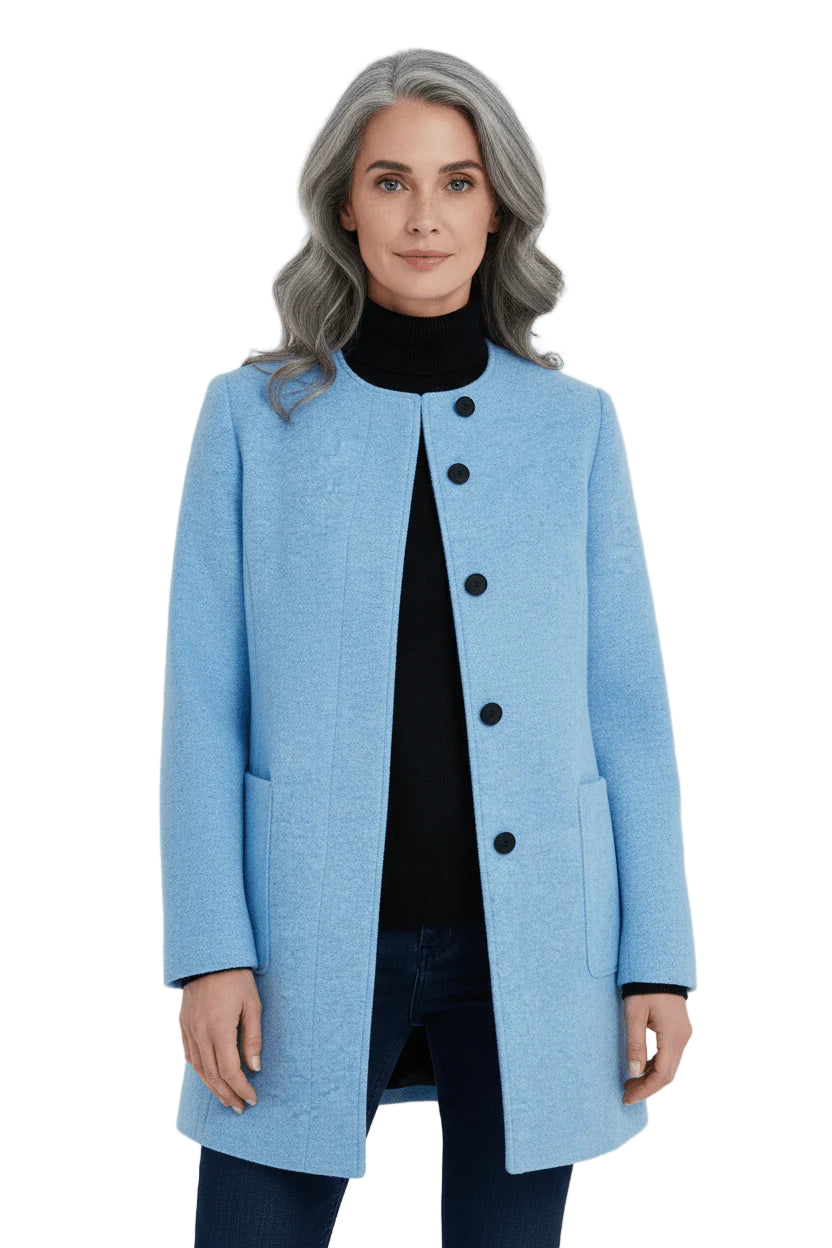 Women’s Stand-Collar Buttoned Wool-Blend Coat