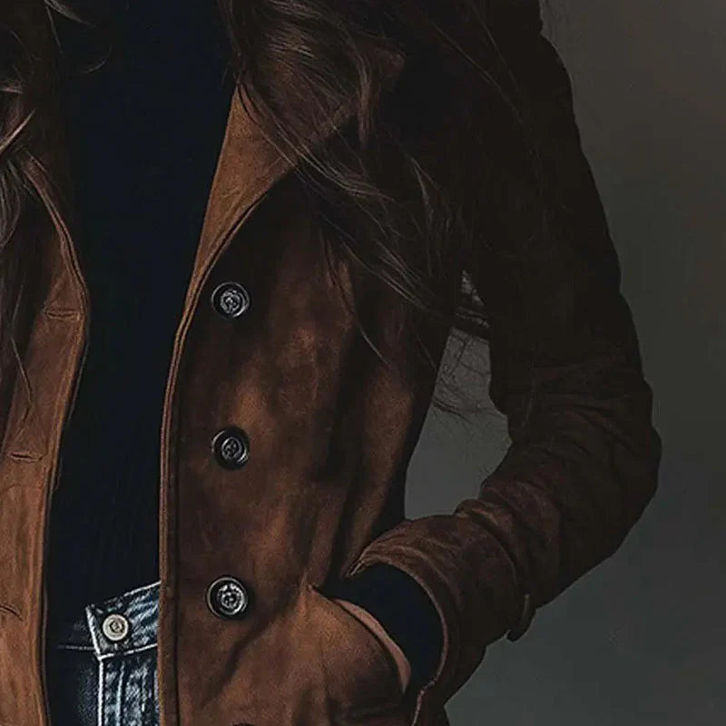 Women’s Suede Longline Button Coat