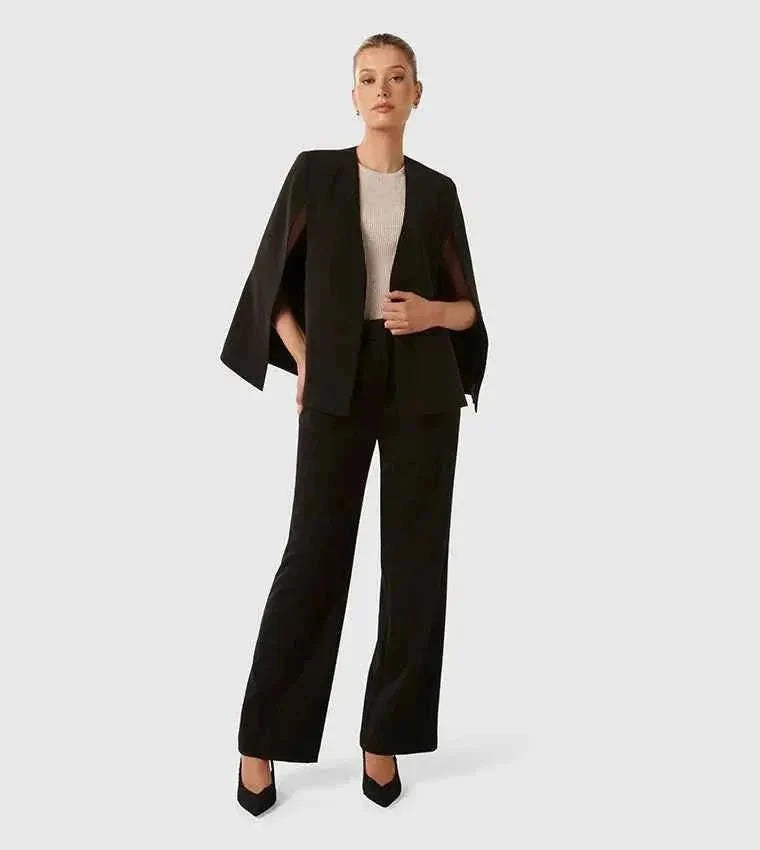 Sunny | Women's Blazer Cape Elegant Flowing Cut Sleeve Slit Structured Refined Smart Occasion Chic Everyday Autumn Winter