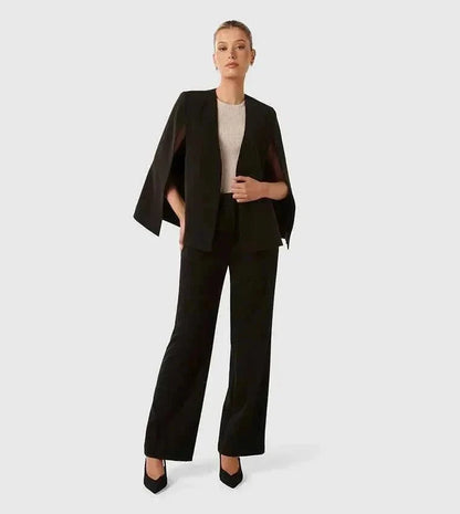 Sunny | Women's Blazer Cape Elegant Flowing Cut Sleeve Slit Structured Refined Smart Occasion Chic Everyday Autumn Winter