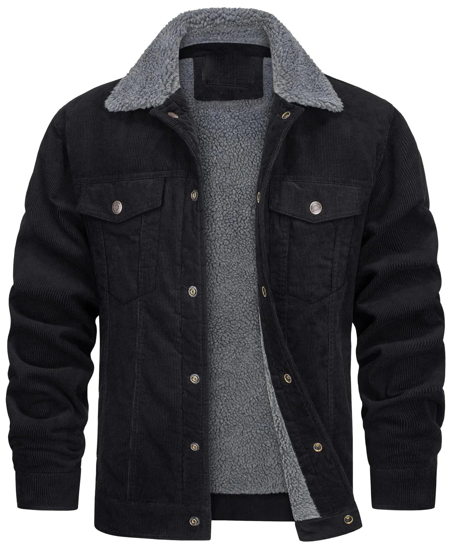 Nasir | Men's Jacket Corduroy Sherpa Collar Lined Warm Insulated Structured Casual Everyday Layering Autumn Winter Outerwear Cosy