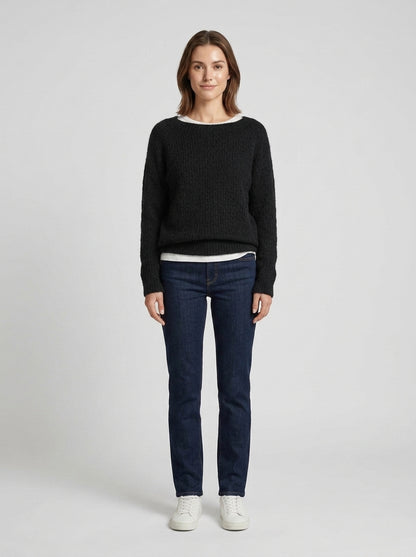 Maryam | Women's Sweater Relaxed Fit Classic Knit Soft Cosy Warm Round Neck Layering Chic Feminine Casual Everyday Autumn Winter - Front [Lystr 6a8731f951ba65245b46db19:front]