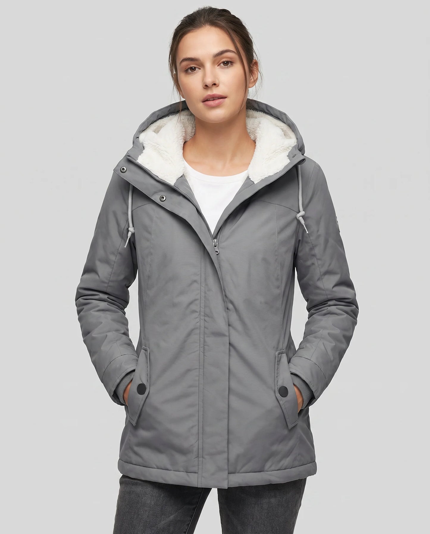 Magdalena | Women's Rain Jacket Waterproof Hooded Extended Back Hem Lightweight Windproof Functional Casual Everyday Autumn Winter
