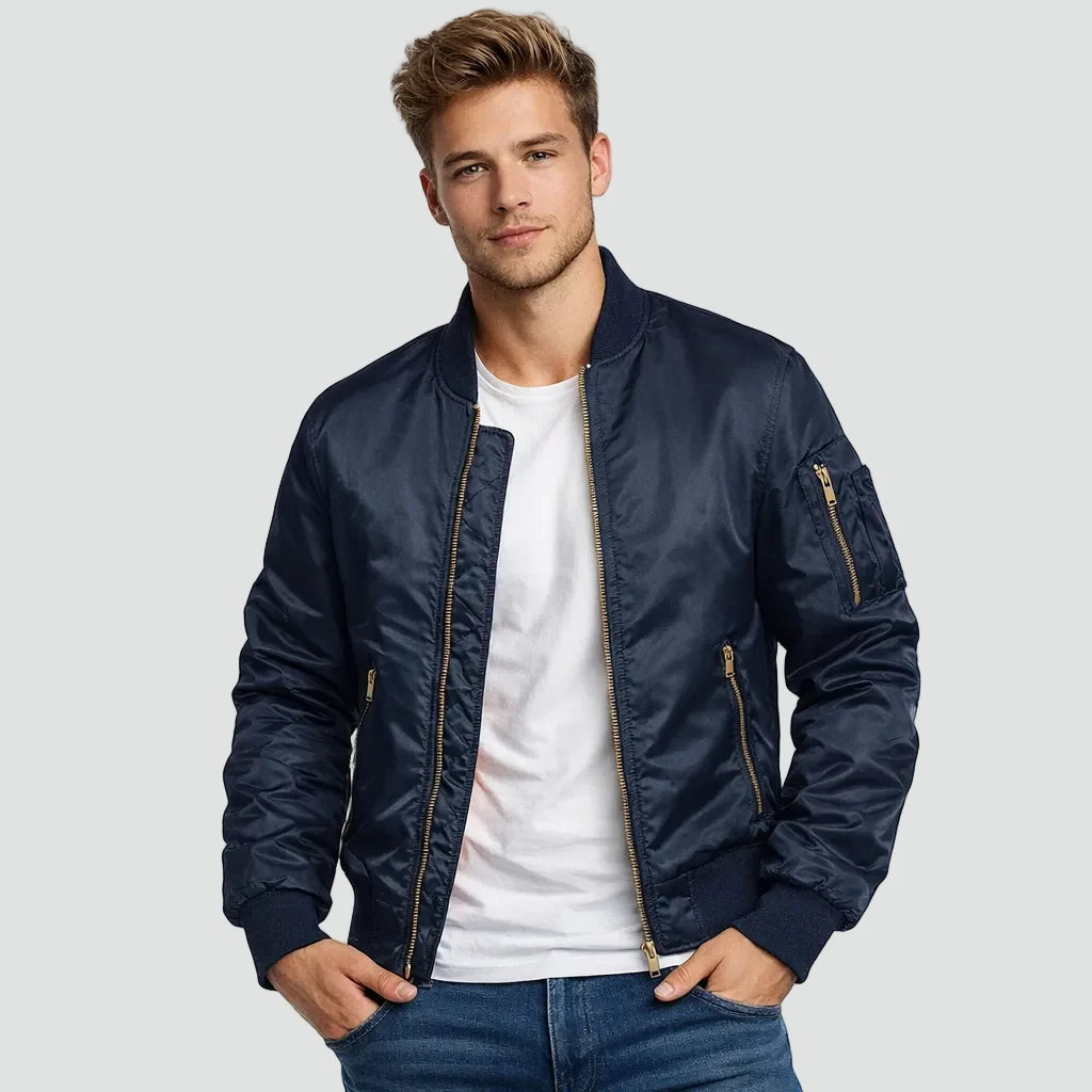 Marc | Men's Bomber Jacket Padded Zip Pockets Insulated Warm Structured Casual Everyday Layering Autumn Winter Outerwear Sporty