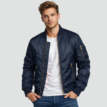 Marc | Men's Bomber Jacket Padded Zip Pockets Insulated Warm Structured Casual Everyday Layering Autumn Winter Outerwear Sporty