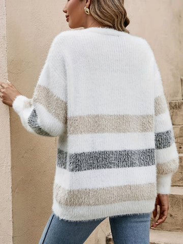 Marilyn | Women's Cardigan Colour-Block Button Front Knit Soft Cosy Warm Relaxed Layering Chic Feminine Casual Everyday Autumn