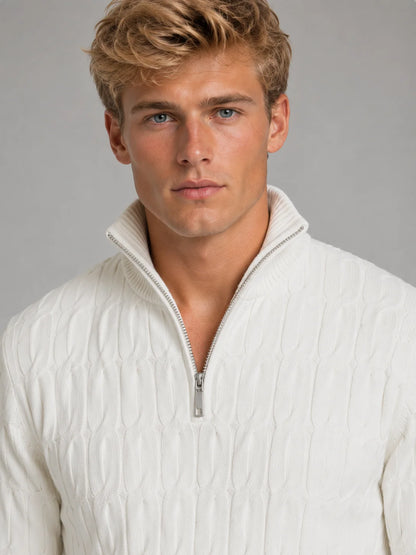 Briar | Men's Sweater Textured Quarter-Zip Funnel Neck Knit Soft Warm Refined Smart Casual Everyday Layering Autumn Winter