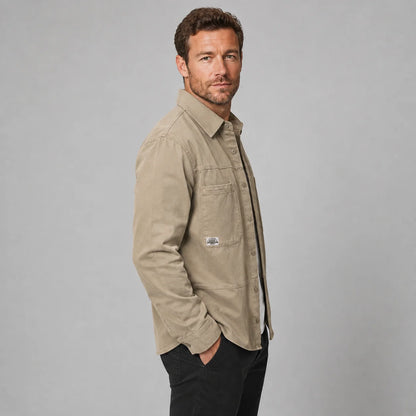 Lorenzo | Men's Overshirt Utility Multi-Pocket Cotton Button-Up Structured Warm Casual Everyday Layering Autumn Winter Versatile