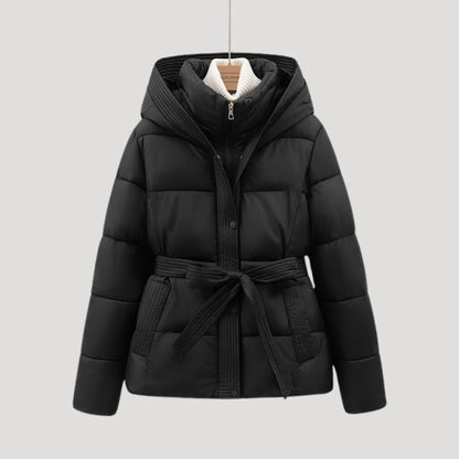 Saige | Women's Puffer Jacket Hooded Belted Padded Insulated Warm Quilted Casual Everyday Winter Outerwear Cosy Flattering
