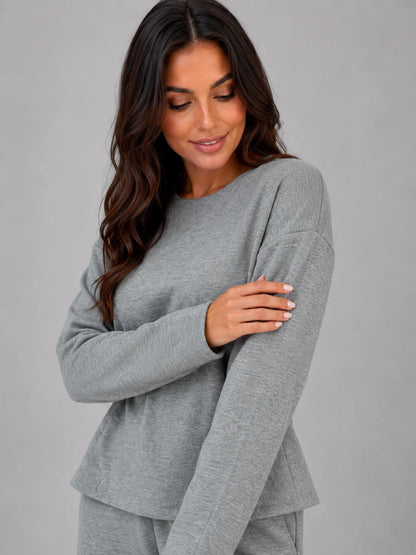Londyn | Women's Lounge Set Fitted Top Wide-Leg Trousers Two-Piece Soft Cosy Coordinated Relaxed Comfort Warm Loungewear Everyday