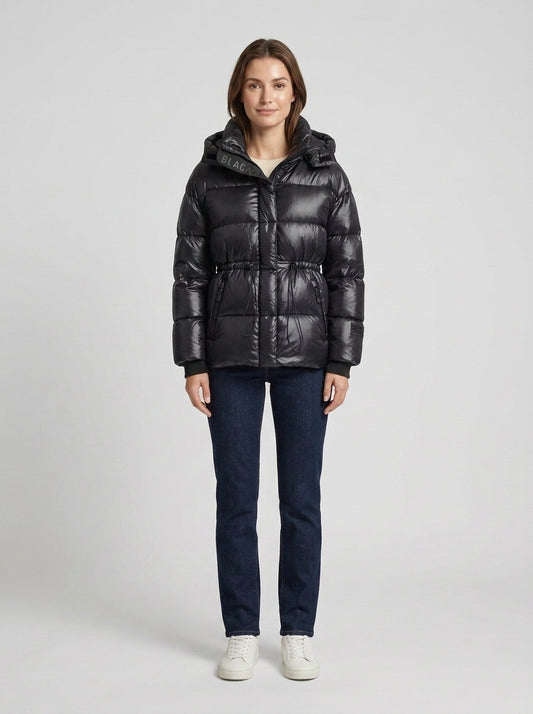 Phoebe | Women's Quilted Puffer Jacket Hooded Structured Padded Insulated Warm Zip Cosy Casual Everyday Winter - Front [Lystr 6a7ecae0399bf9f70198b911:front]