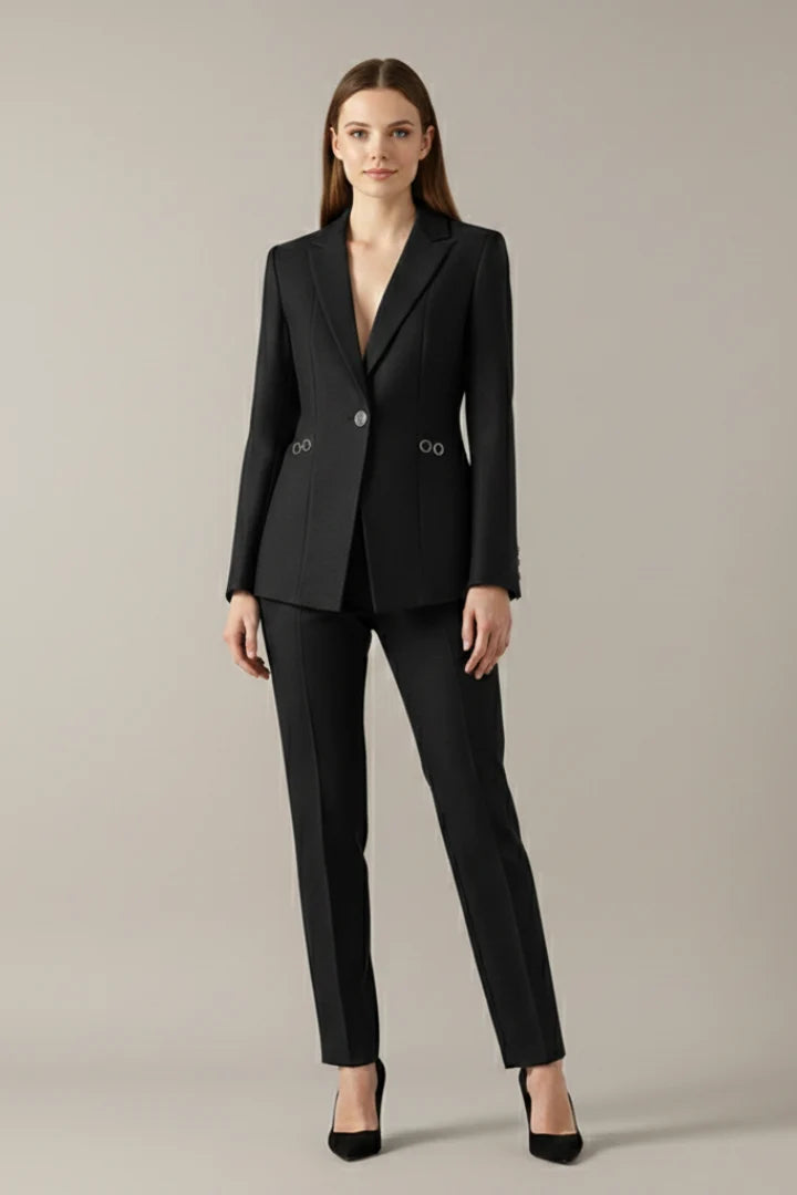 Myla | Women's Co-ord Set Blazer Single Button Straight Trousers Two-Piece Tailored Structured Smart Occasion Office Coordinated